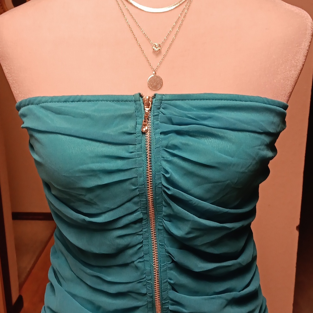I.C.U. BLUE STRAPLESS DRESS - Picture 3 of 6